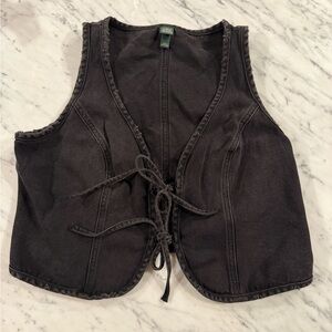 Wild Fable Black Denim Lace up Top Size L